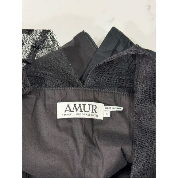 AMUR Tiana Black Bubble Sleeve Cropped Blouse | Sz 4 - Picture 7 of 8
